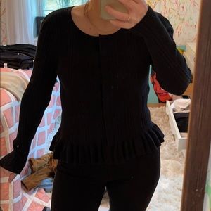 Black ribbed peplum cardigan